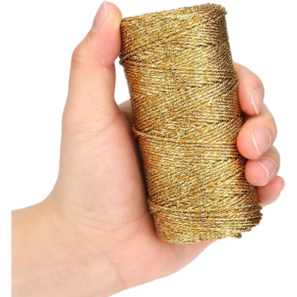 100M koristeellinen metalliköysi - 1,5 mm kultainen naru - korunarua, sopii DIY-askarteluun, lahjapakkaamiseen ja hääsuosikeihin