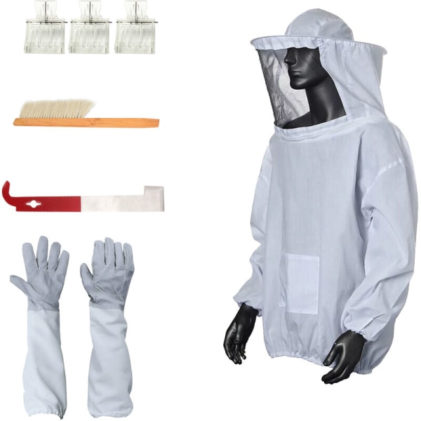 Biodlingsutrustning Biodlingsdräkt Bi Jacka Biodlingshandskar Skyddsärmar Hive J Hook Bihusverktyg Bihusborste Drottningfångare för Biodlare