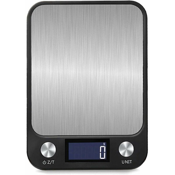 Sort digital køkkenvægt med berøringskontrol 1G til 10 kg, USB-opladning, LCD LCD-skærm, elektronisk vægt med høj præcision