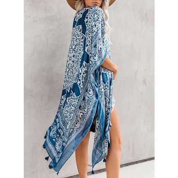Sommarstrand Hawaii semester lång kimono cardigan baddräkt cover up