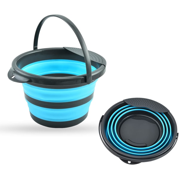 5L sammenleggbar bøtte, sammenleggbar plastbøtte, sammenleggbar rund beholder, sammenleggbar rund bøtte, bærbar fiskevannsbøtte for reise, biler,