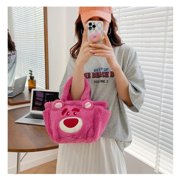 Plys Crossbody Taske med Justerbar Lanyard, Puffy Pung Skuldertaske Møntpung Tilbehør Piger Børn Fødselsdagsgaver(jordbær)