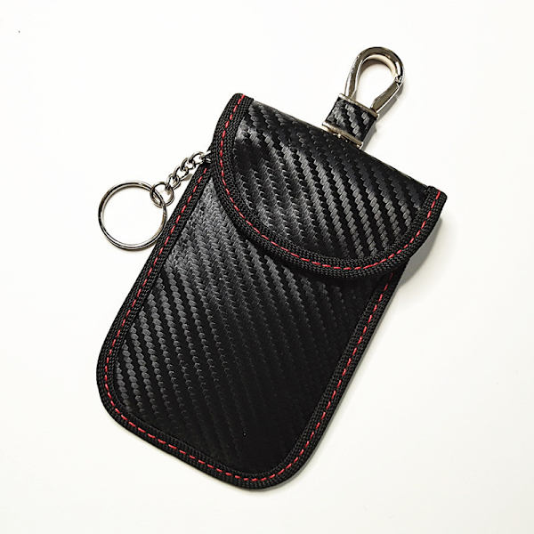 Rød bil linje anti RFID bilnøkkel etui signalblokkerende Faraday poseveske, RFID signalblokkerende poser for bilnøkkel, karbonfiber anti RFID beskyttende C