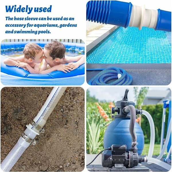 4 x rörkopplingar, pooladapterset med 8 slangadapterhalsband (32 mm till 38 mm i diameter)
