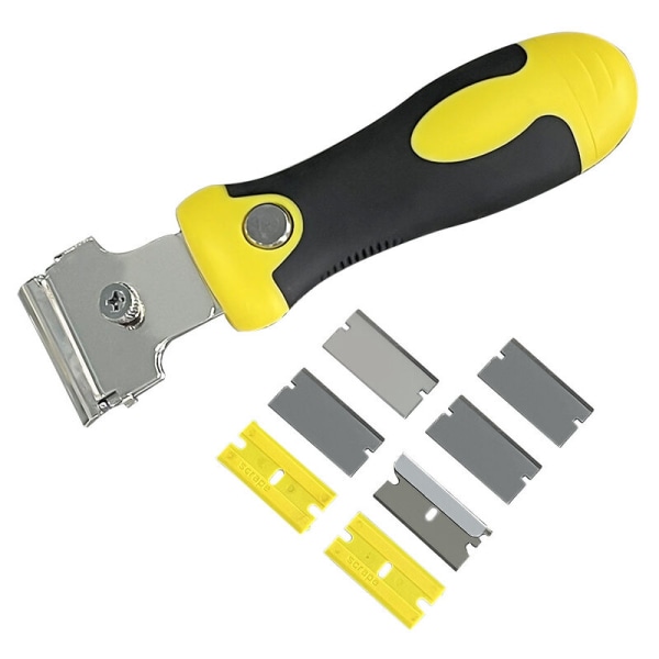 Betterlife Justerbar Skrape Fjerner Fliselim med 8 Utskiftbare Blad Metallisk + Mikrofiber, Vinduer/Speil/Gulvrengjøring/Inntrekkbar Vindus S