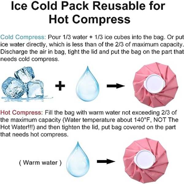 Jääpussi, 6 tuuman uudelleenkäytettävät loukkaantumisjääpakkaukset, kuumavesipussi kipua varten
