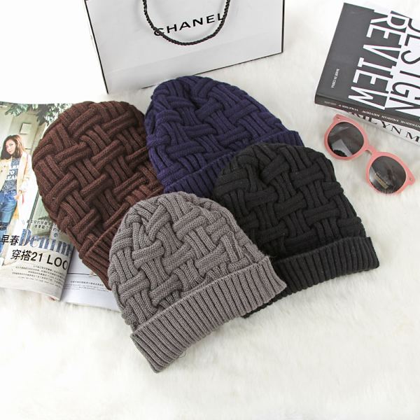 Vinterhat Varm Strikket Tyk Løs Løs Hue Skull Hat Mænds Gave One Size