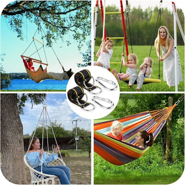 2 st gungfästen, hängmattafästen, fixeringskit för hängmatta, hängande fåtölj, gunga, fixeringsaxel med 2 skyddskuddar för träd, 2 skund