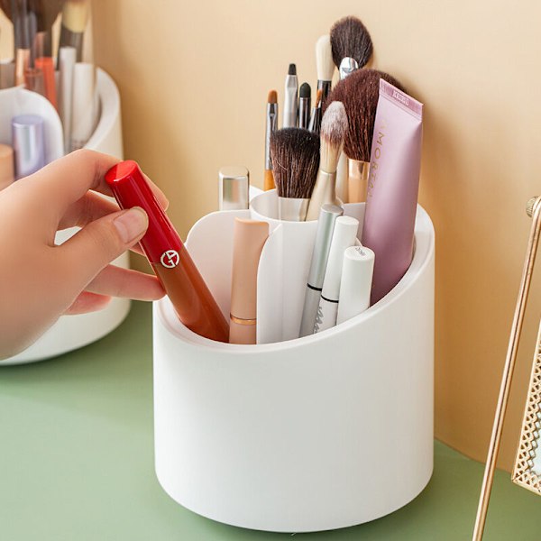 Makeup Børste Opbevaringsboks Roterende Penholder til Studenterartikler Hvid Badeværelse Hårbørsteholder Makeup Organizer Stativ