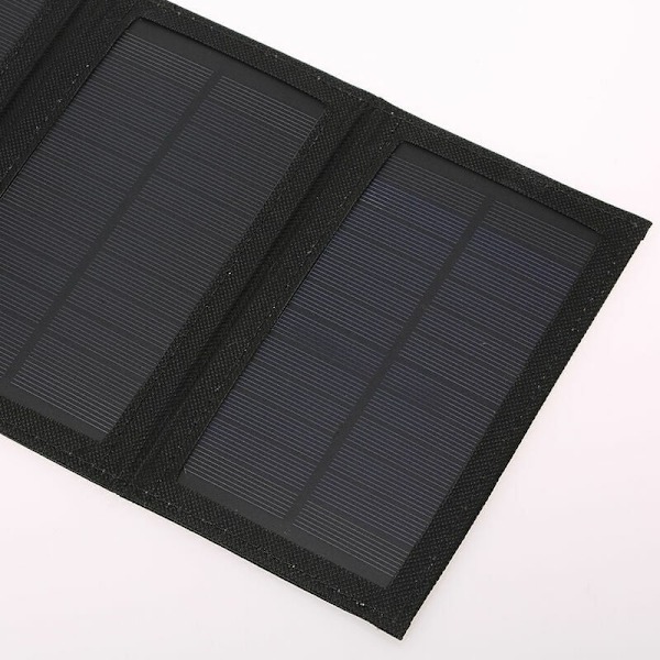 Bærbar solcellelader med sammenleggbar USB-port, 5 solcellepaneler, reise, fotturer, campingplass, kompakt solcellelader for telefon