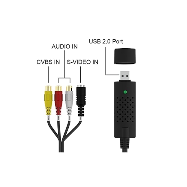 1USB 2.0 Audio/Video-omvandlaren digitaliserar och redigerar video från alla analoga källor, inklusive VHS DVD-inspelare.