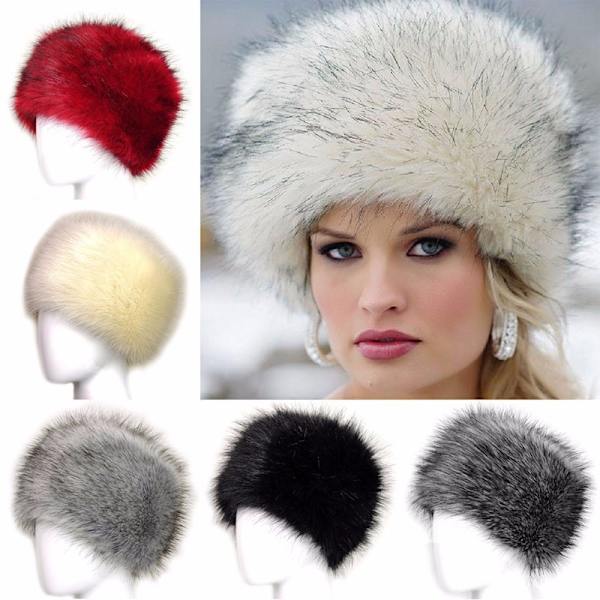Dame Faux Fur Russisk Hat Tyk Puff Ski Hat Vinter Varmt Hat