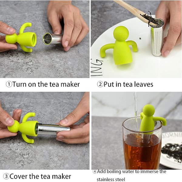 2 stk. Rustfrit Stål Silikon Te-Infuser, Hængende Te-Filter Te-Infuser til Løse Blade Te Silikon Te-Infusere til Tekander, Kopper og Kop (Blå