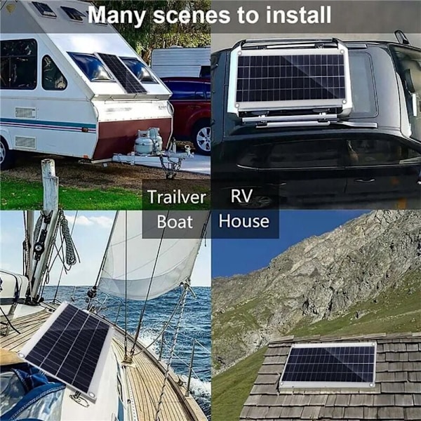 300W 12V Solpanel, Solpanel Kit, Batteriladdare Kit med 20A Solcellsladdningsregulator för Husbil, Yacht, Utomhus, Trädgård, Belysning