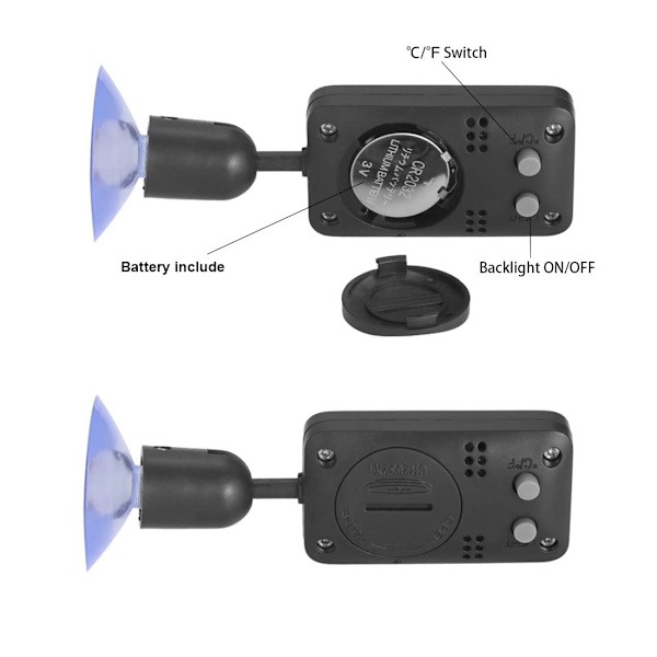 Digitalt hygrometer termometer, mini termometer temperatur LCD termometer fugtighedsmåler med baggrundsbelysning til krybdyr, vivarium, drivhus, baby
