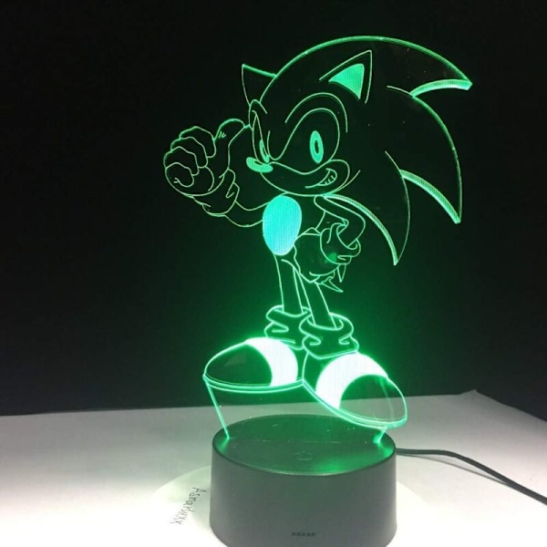 Sonic the 3D igelkott LED bordslampa nattlampa läslampa för barn USB