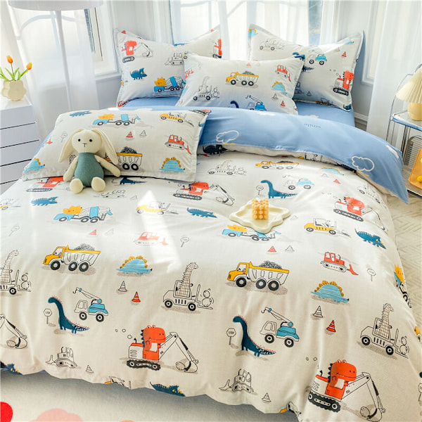 Sengesett i bomull for babyseng (dynetrekk 120x150cm) (dinosaur)