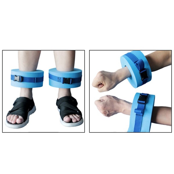 Blå flydende vægte/armbånd, EVA-skum, vandaerobic, aerobic, til ankler, arme, svømmetilbehør