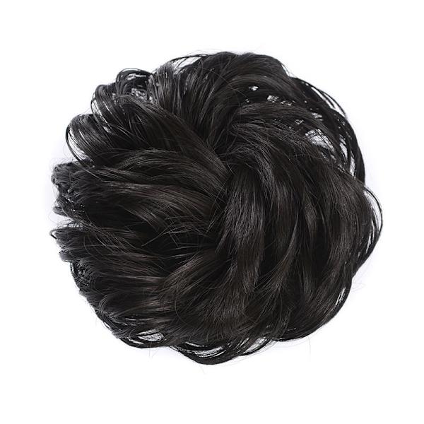 Tumma musta-hiukset suuri hiuslisäke kihara aaltoileva scrunchie luonnollinen hiustekokonus elastinen naisille tytölle