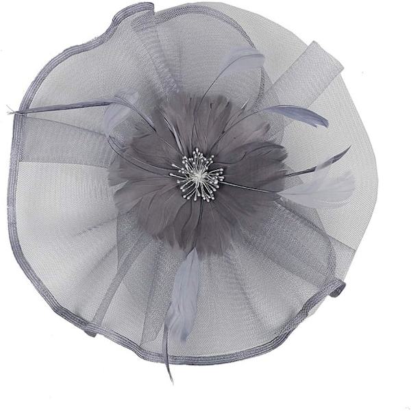 (Grå) mesh bröllop bikini hatt kreativa modeller bal hårsnodd dubbelanvändning hårsnodd överdrivna fjäder bowler hatt bröllop huvudbonad foto hår pro