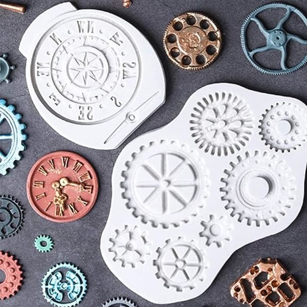 Fondant Gear Cake Silicone Mold Fondant Chocolate Mold Cupcake Toppers Cupcake Candy Chocolate Gumpaste Molds Gray