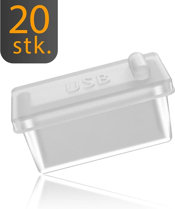 20x USB-A Type Støvpropp for Stasjonær PC, Bærbar PC, MacBook - USB-A Støvpropp - Silikon Støvpropp - Transparent