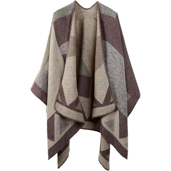 Dam varm öppen framsida kofta snygg elegant stickad höst ull spunnen rutig tröja fleece halsduk jacka(rosa)