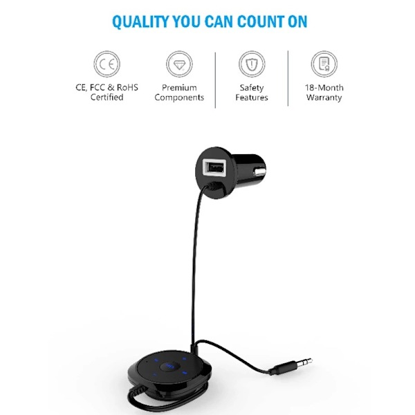 BC20 Bil Bluetooth Håndfri - Bluetooth Modtager Bil MP3 Musikafspiller