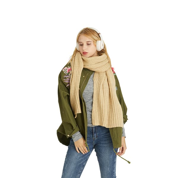 Vinterull enfärgad stickad mångsidig dekorativ halsduk (beige)