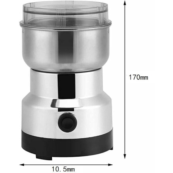 Elektrisk kaffekvern Moulin for nøtter og korn, matknuser i rustfritt stål, kaffekvern og elektrisk mikser for kaffebønner, linfrø og andre krydder