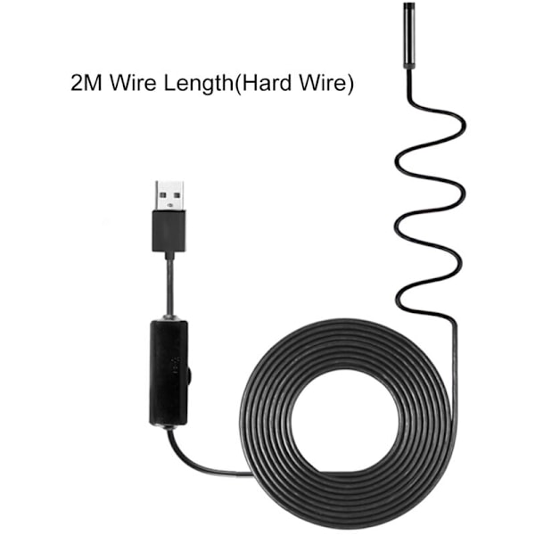 Industriell endoskopisk inspektionskamera med 8 integrerade lysdioder, 8 mm lins, vattentät IP67, USB (2 m styv kabel)