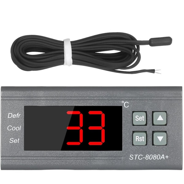 Digital temperaturkontroller STC-8080A+ kjøleskapstermostat for automatisk kjøleskapsavriming med NTC 220 V sensorprobe