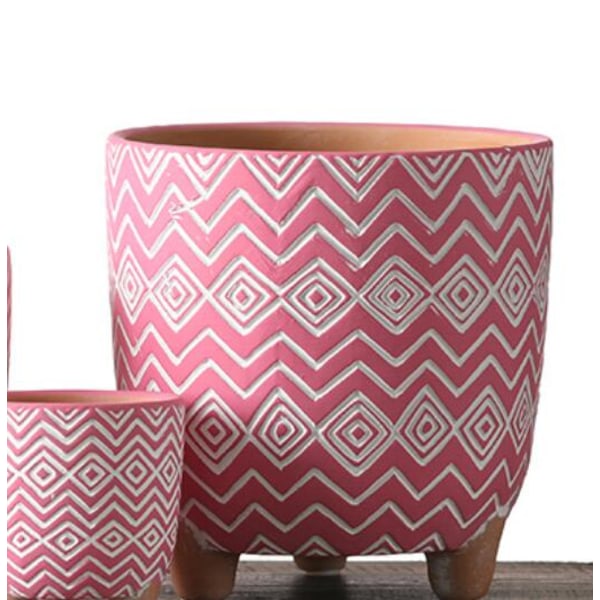 Vase decoration creative personality geometric three-legged ceramic flowerpot (medium pink three-legged red pottery 12cm)