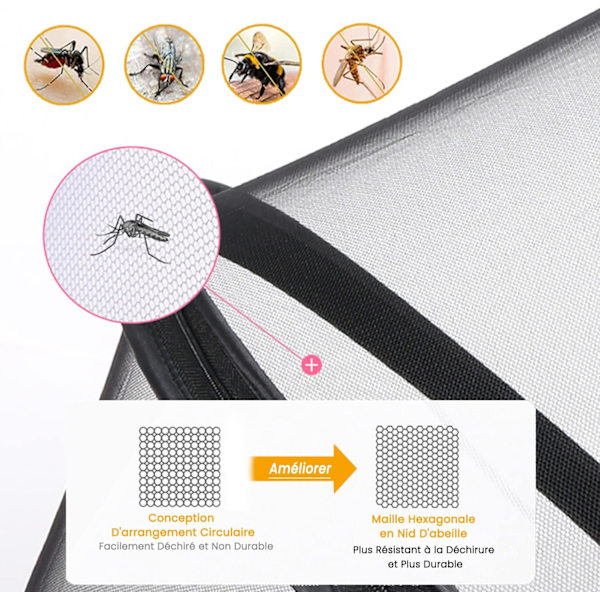 1 stk. (sort) Universal barnevognsmyggenet med lynlås, åndbar beskyttelse mod insekter til klapvogn, barneseng og lift