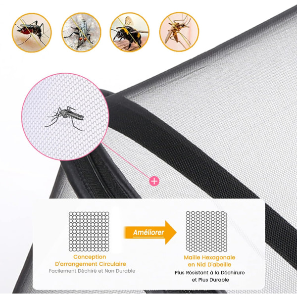 1 STK (sort) Universal klapvogn myggenet med lynlås, åndbar anti-insekt beskyttelse til barnevogn, vugge og bassin