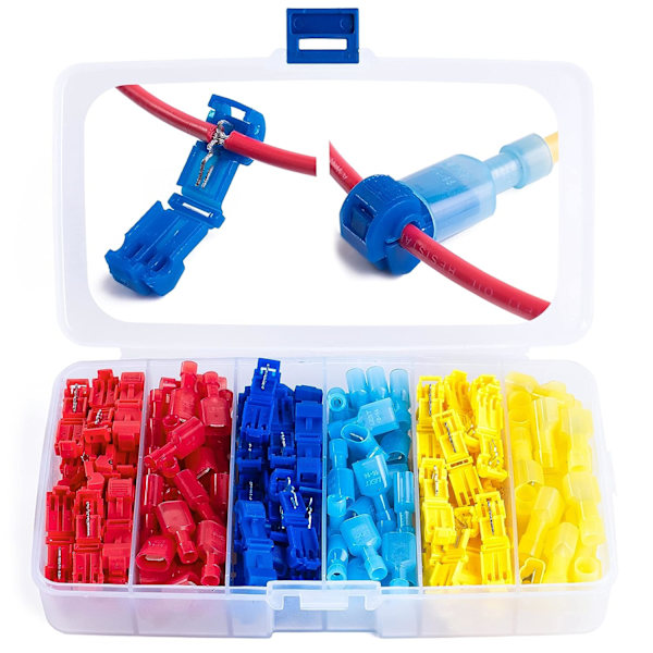 120 stycken T-tapp crimp elektriska kabelskor - Snabbkoppling Bilisolerad tråd och kabelskor - 0,5-6,0mm²