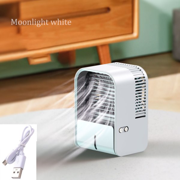 1 kpl (valkoinen, noin 13,1 x 10,5 x 19,2 cm) kannettava ilmastointilaite, 2 in 1 -miniilmajäähdytin, makuuhuoneeseen/toimistoon/kotiin.