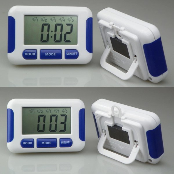 Kök Timer Matlagning Tid Påminnelse 5 Kanal Elektrisk Digital LCD Display Nedräkning för Bakning Kontor Skola Tid Påminnelse