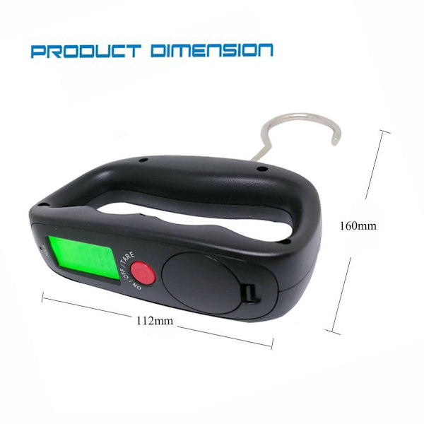 Bärbar elektronisk bagagevåg, minivåg med krok, digital bagagevåg med LCD-display, sensor med hög noggrannhet