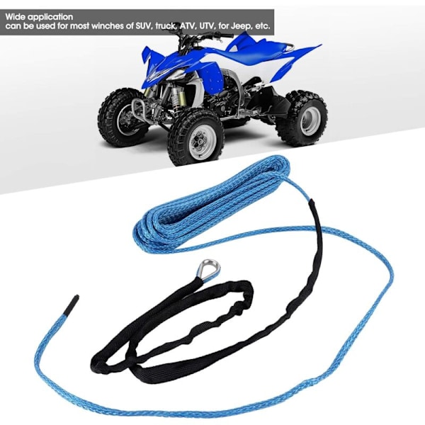 Winch Reb, Winch Reb 5mm x 15m 3492 kg Kabel Trailer Bugsering Towing Strap Winch Line Kabel til Bagagerum SUV ATV UTV (Blå)