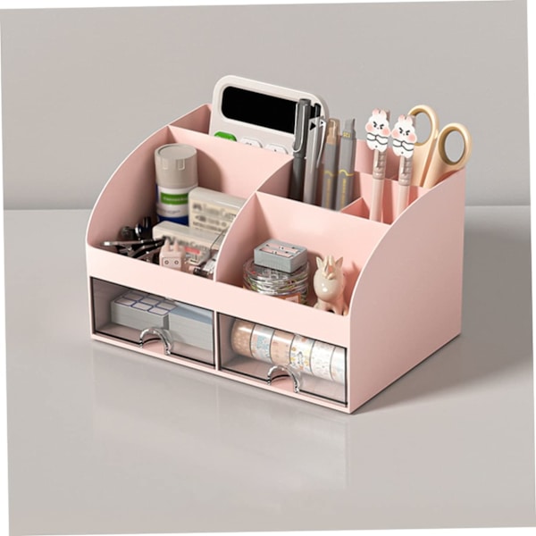 Skuffe skab plastik makeup opbevaringsboks skrivebord pen kop kaffe krydderi opbevaringsboks dressing bord opbevaringsboks pink(pink)