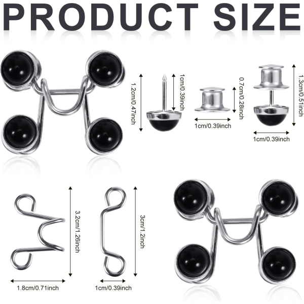 2 sarjaa säädettäviä farkkuvyön pidennimiä (musta), irrotettavat farkkunapit, löysät farkut, helmi-design vyön pidennysnapit sopivat inst