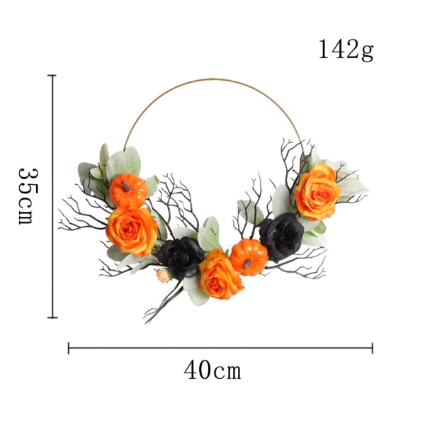 Järnhållare Pumpa Ros Girlang Halloween Simulerad Järnkrans Heminredning Fönster Vägghängande