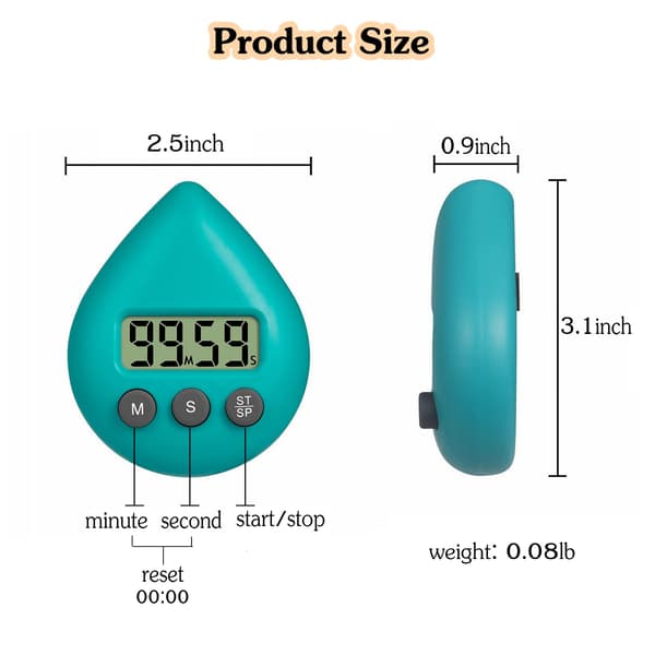 Tyst, tickande batteridriven duschtimer, vattentät digital timer, liten söt timer med sugkopp (grön)