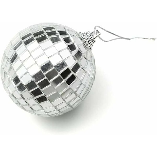 6 stykker sølv facet kugle diskokugle boule disco, diskokugle til diskofeber 70'erne, hængende dekoration, glitterkugle, til fest, karneval