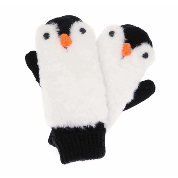 Dame Penguin Vanter Vinter Termisk Foret Behagelige Strikkede Fluffy Plys Faux Pels Handsker