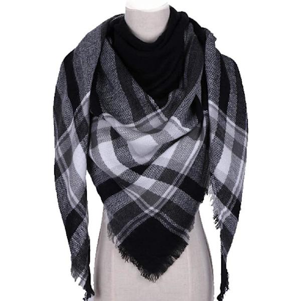 (Nior) Uld Stor Tartan Tørklæde Kvinder Cashmere Sjal Tørklæde Varm Efterår Vinter Stole Wraps Klassisk Elegant Komfortabel, Efterår/Vinter Sjal
