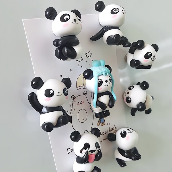 8 stk panda dyremagneter, pandamagneter, dyrekjøleskapmagneter, kreative dyremagneter, pandakjøleskapmagneter, dyremagneter