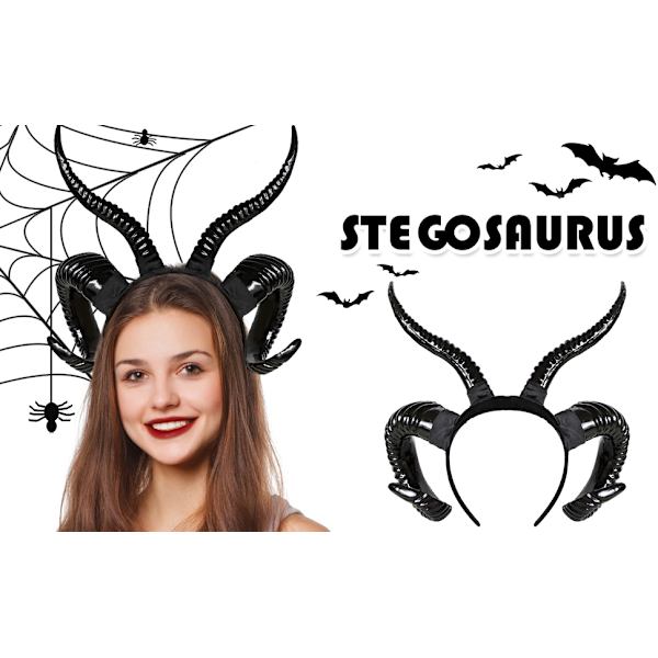 Stegosaurus Devil Horns Hodebånd, Svart Devil Horns Svart Horns Hodebånd Halloween Kostyme Cosplay