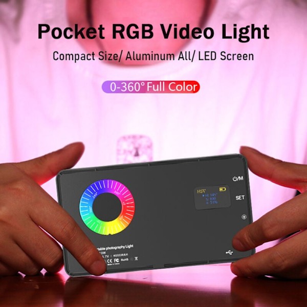 LED LED LED Panel RGB 3000K-8500K med variabel intensitet 12 CRI97 CRI Lyseffekter+ Integrert batteri med Cold Grift Adapter for Vlog Live Stre